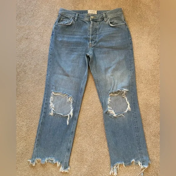 FREE PEOPLE Maggie Mid-Rise Straight-Leg Jeans Sz 28 - Picture 3 of 8